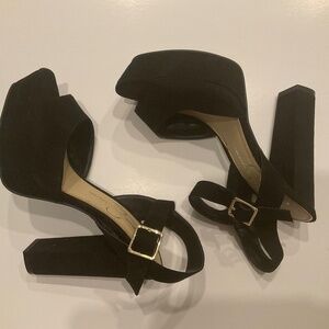 Women's Jessica Simpson platform open toe black high heels